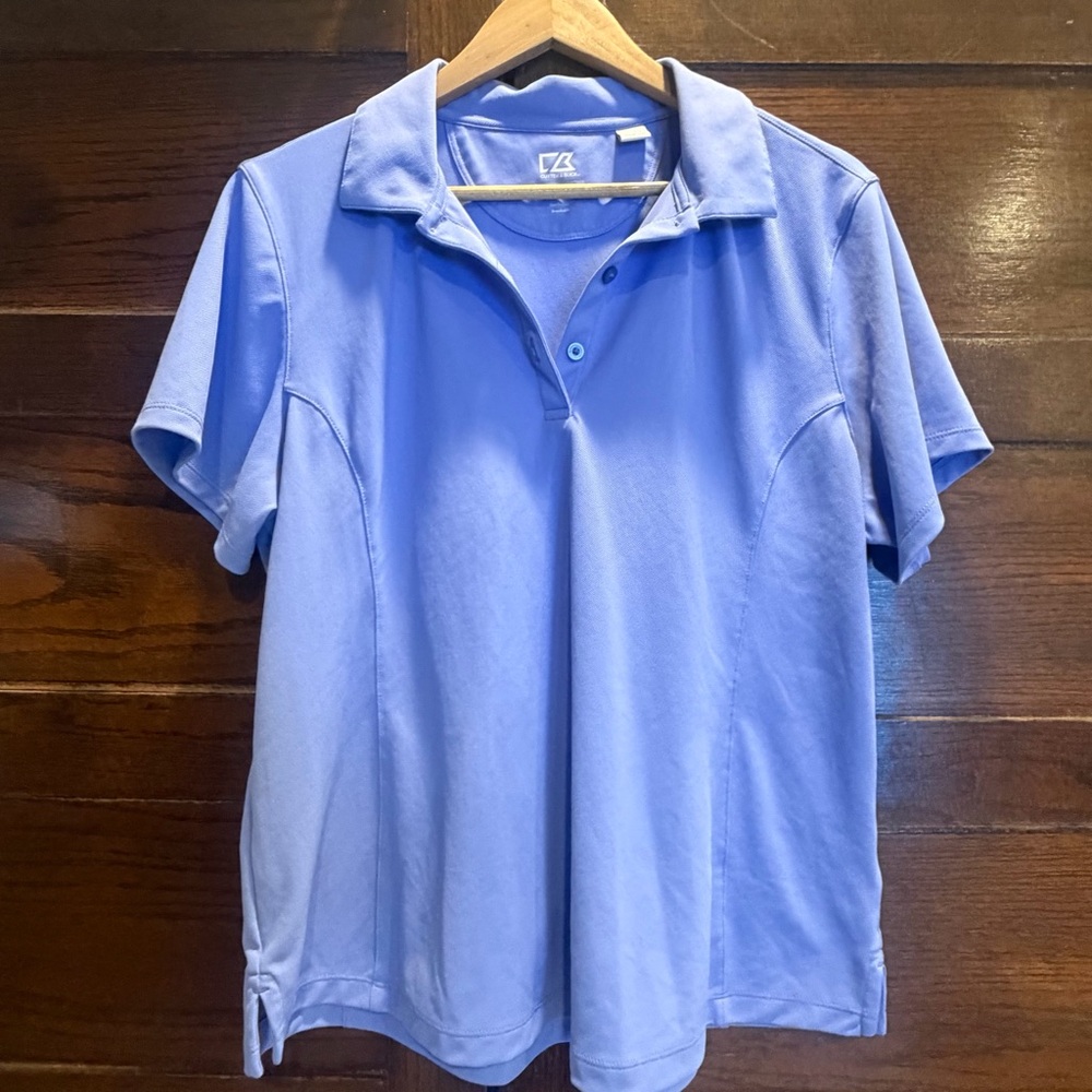 ✅ Cutter & Buck XL lavender Polo Shirt collar golf tennis short sleeve wicking